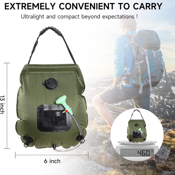 Solar Portable Shower Bag, 5 Gal/20L Solar Heating Camping Shower Bag - Picture 3 of 10